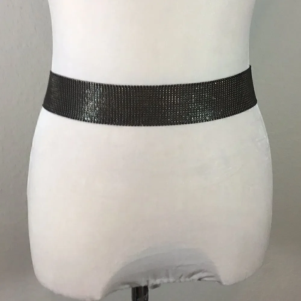 Belt Vintage Y2K Mesh Silver-tone Belt Claw clasp Adjustable Chain Sparkly